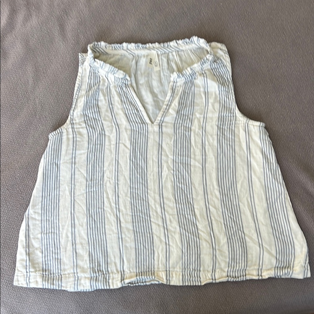 Pact Blue and White Striped Tank Top